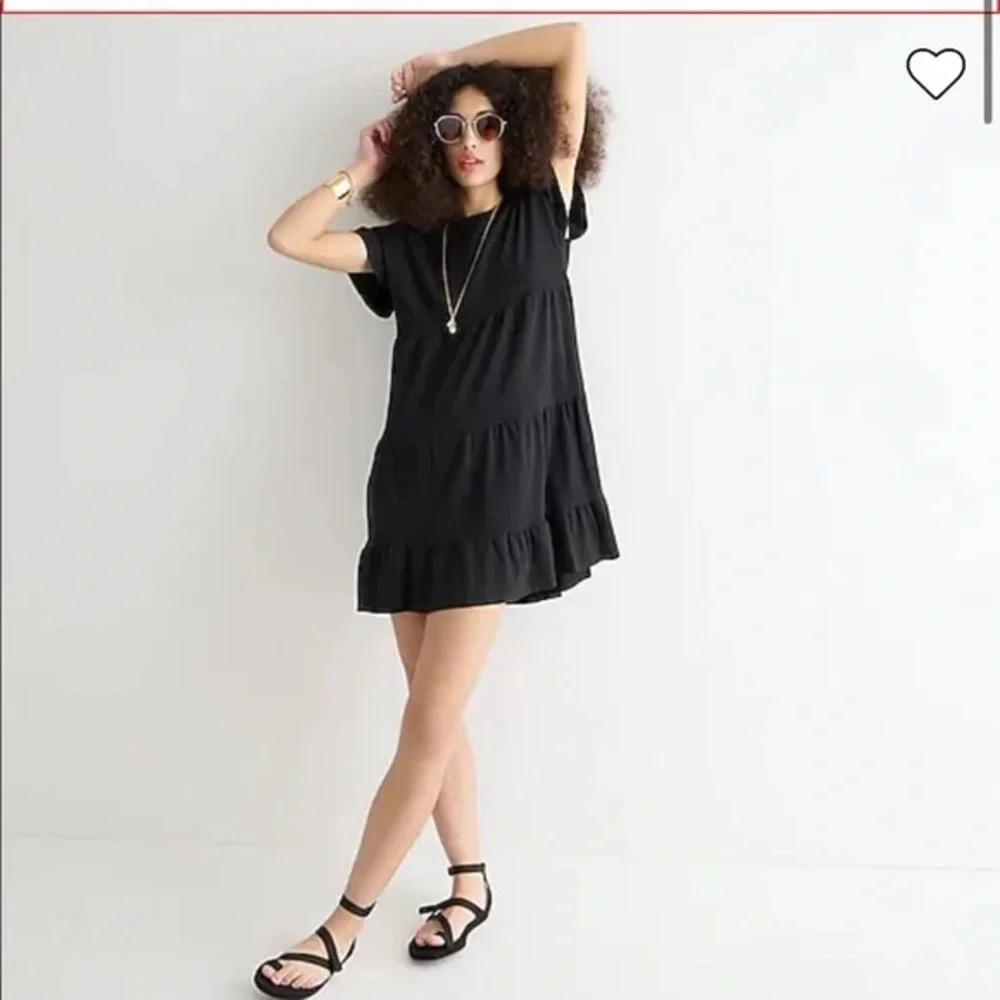 J.Crew Tiered Dress in Broken-In Jersey Black Size Small